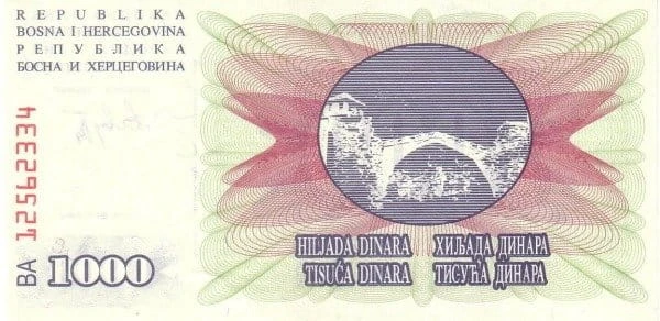 Bośnia i Hercegowina 1000 dinarów 1992 P-15
