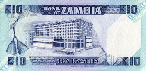 Zambia 10 kwacha Bank 1986 P-26e