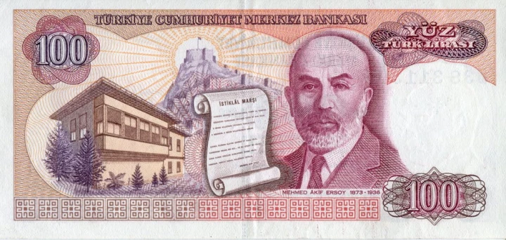 Turcja 100 lira Mehmed Akif 1983+ P-194