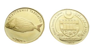 Malezja Labuan 5 ringit Rybka Anisotremus 2021