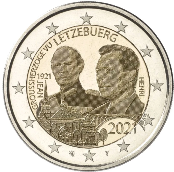 2 euro Luksemburg 100l. urodzin Jeana 2021 foto