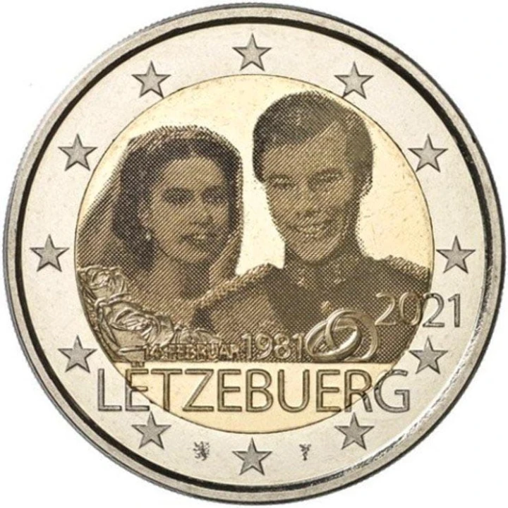 2 euro Luksemburg 40l. Ślubu 2021 foto