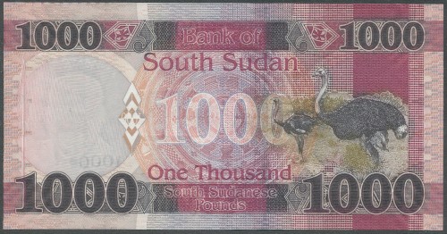 Sudan Południowy 1000 funtów Struś 2020 P-17