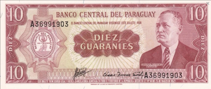 Paragwaj 10 guarani Most 1963 P-196