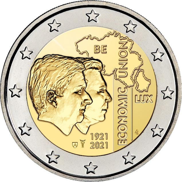2 euro Belgia 100 lat Unii z Luksemburgiem 2021