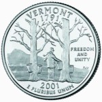 USA 25 c Vermont P lub D 2001