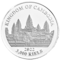 Kambodża 3000 Riel Tygrys 1 Oz 1 oz Ag.999 2022