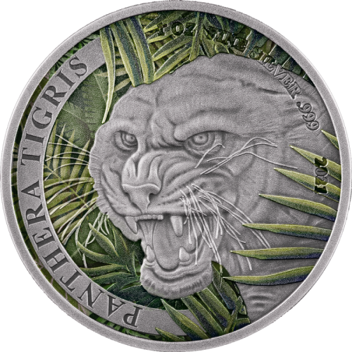 Laos 500 kip Tygrys 1 Oz 1 oz Ag.999 2021 AJ