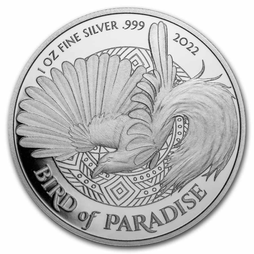 Papua NG 1 kina Rajski Ptak 1 oz Ag.999 2022