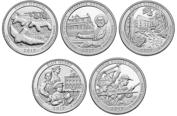 USA 25c Parki narodowe x 5 2017