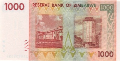 Zimbabwe 1000 dolarów Budynki 2007 P-71