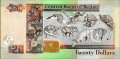 Belize 20 dolarów Zwierzęta Belize 2017 P-69f