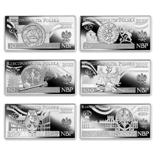 Polskie banknoty obiegowe 6 x Ag.999 2022