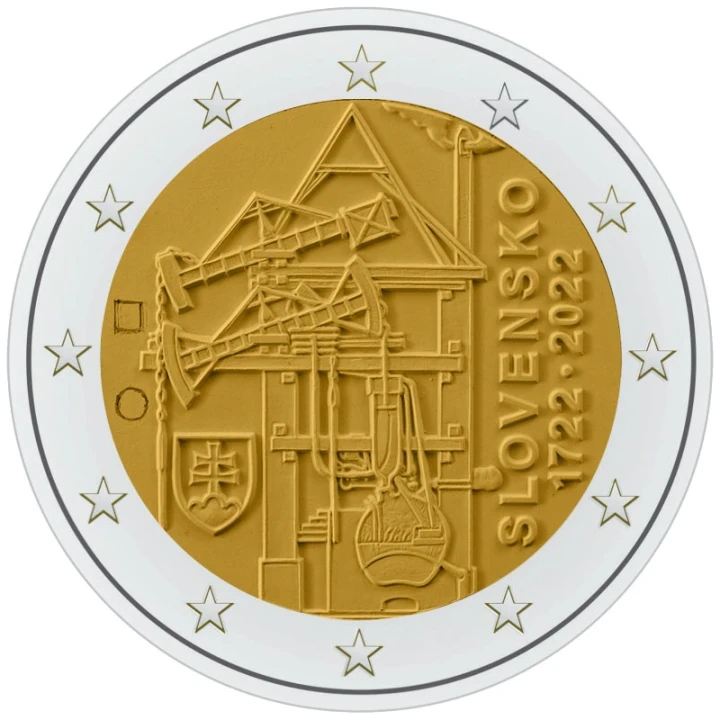 Monet o nominale 2 euro została wyemitowana dla upamiętnienia 300. rocznicy budowy pierwszej atmosferycznej maszyny parowej w Europie kontynentalnej.