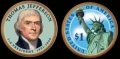 USA 1 $ Thomas Jefferson 2007 nr 3 KOLOR x2