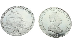 Tristan Da Cunha 1 crown HMS The Golden Hind 2008