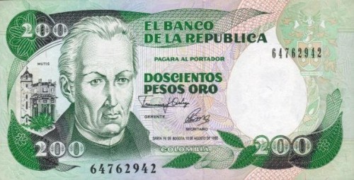 Kolumbia 200 peso Mutis 1992 P-429A