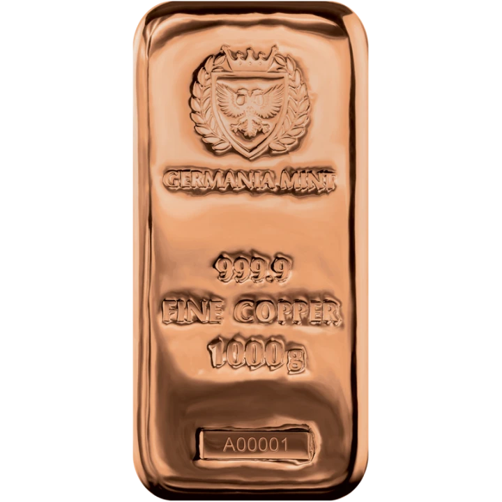 Germania Mint Copper Bar 1000 g Cu 999.9