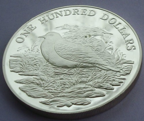 Grenada 100$ Ptak 1988 3,85oz Ag.999