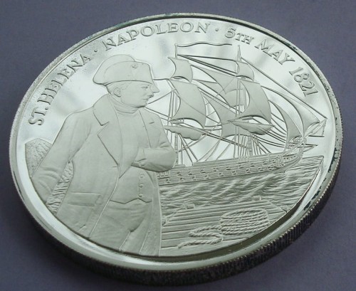 Wyspa Św. Heleny 25f Śmierć Napoleona 1986 5oz Ag.999