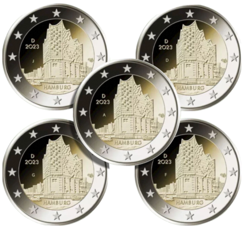 2 euro Niemcy x 5 Hamburg - Elbphilharmonie 2023 ADFGJ