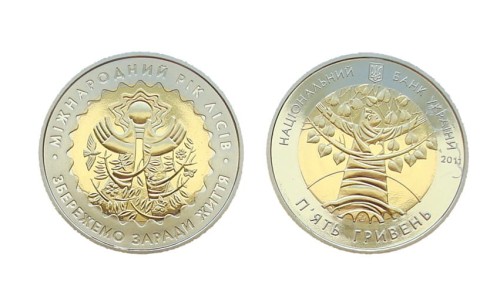 UKRAINA 5 uah Rok lasów 2011 bimetal