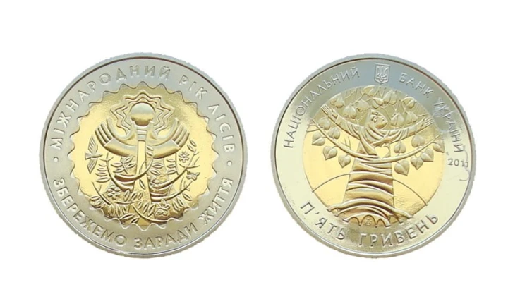 UKRAINA 5 uah Rok lasów 2011 bimetal