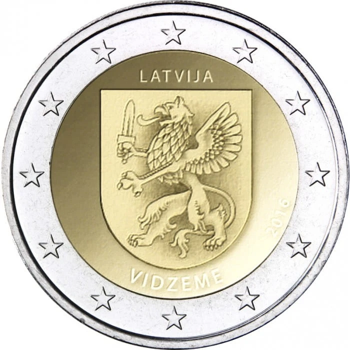 2 € Łotwa Region Vidzeme- Liwonia 2016
