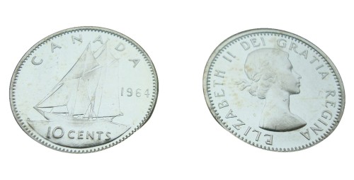 Kanada 10 c 1964 srebrna