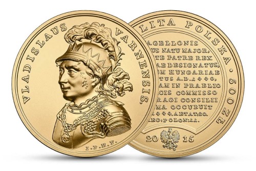 500 zł Skarby Stanisława Augusta – Władysław Warneńczyk 2015.jpg