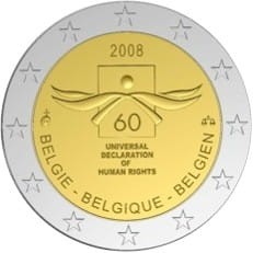 2 € Belgia 60 l Deklaracji Praw Człowieka 2008