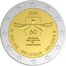 2 € Belgia 60 l Deklaracji Praw Człowieka 2008