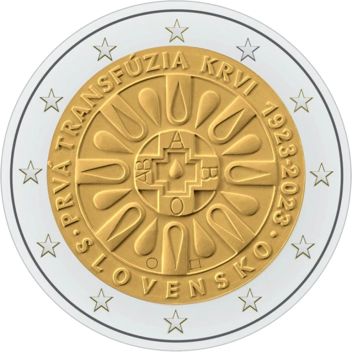 2 euro Słowacja 10 rocz. pierwszej transfuzji 2023