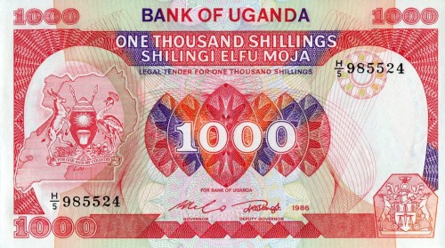 Uganda 1000 szylingów Budynek 1986 P-26