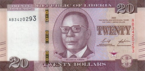Liberia 20 dolarów Targ 2022 P-39a