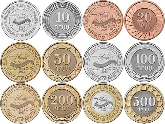 Zestaw menniczy Armenia x 6 30 lat waluty 2023