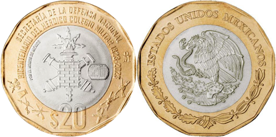Meksyk 20 peso 200 lat Akademii Wojskowej 2023