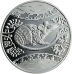 UKRAINA 5 UAH Rok Szczura Ag z diamentem 2008