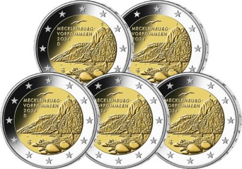2 euro Niemcy x 5 Meklemburgia II Tron Królewski 2024 ADFGJ