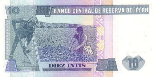 Peru 10 intis Ricardo Palma 1987 P-129