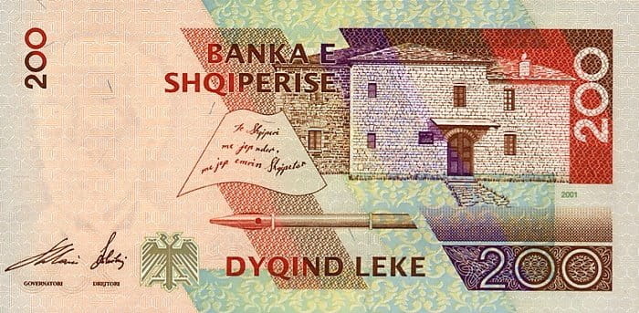 Albania 200 leke Naim Frashieri 2001 P-67a