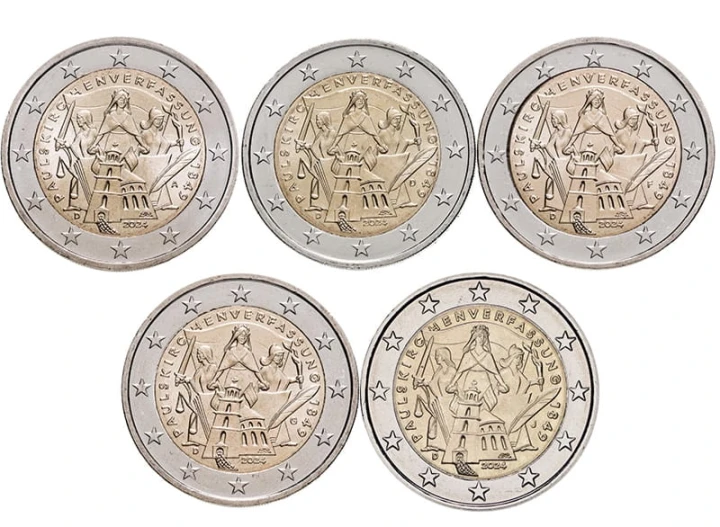 2 euro Niemcy x 5 Niemcy Konstytucja frankfurcka 2024 ADFGJ