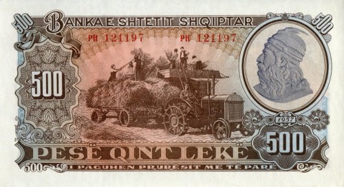 Albania 500 leke Żniwa 1957 P-31a