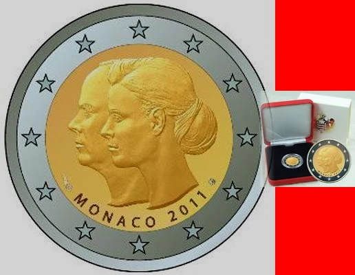 2 € Monako Ślub księcia Alberta z Charlene Wittstock 2011 BU + pudełko