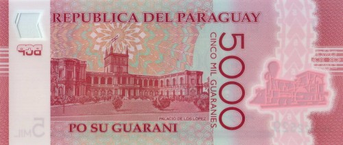 Paragwaj 5000 guarani Pałac 2022 P-234d