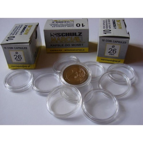 Kapsle 26 mm na monety 2€