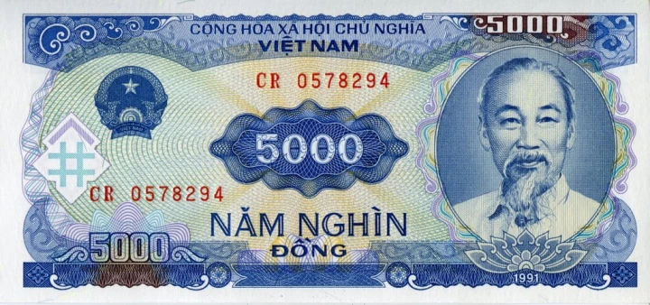 Wietnam 5000 Dong Hydroelektrownia 1991 P-108