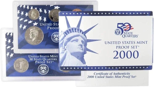 USA Proof set 5 x 25c Stany + zestaw z indianką 2000 "S"
