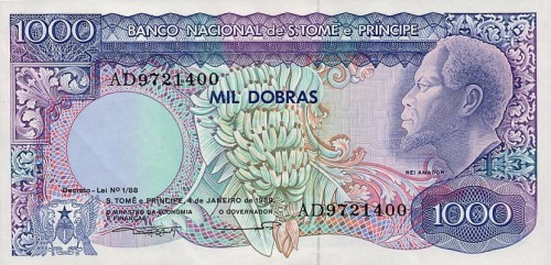 Wyspy Świętego Tomasza 1000 dobras Banany 1989 P-62