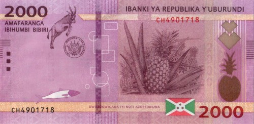 Burundi 2000 franków Antylopa Ananas 2023 P-52c